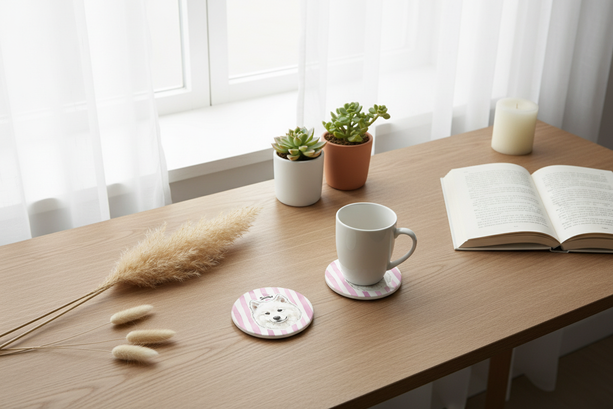 5 Creative Ways to Use Custom Pet Portrait Ceramic Coasters in Your Home Decor