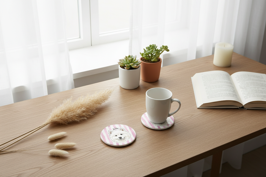 5 Creative Ways to Use Custom Pet Portrait Ceramic Coasters in Your Home Decor