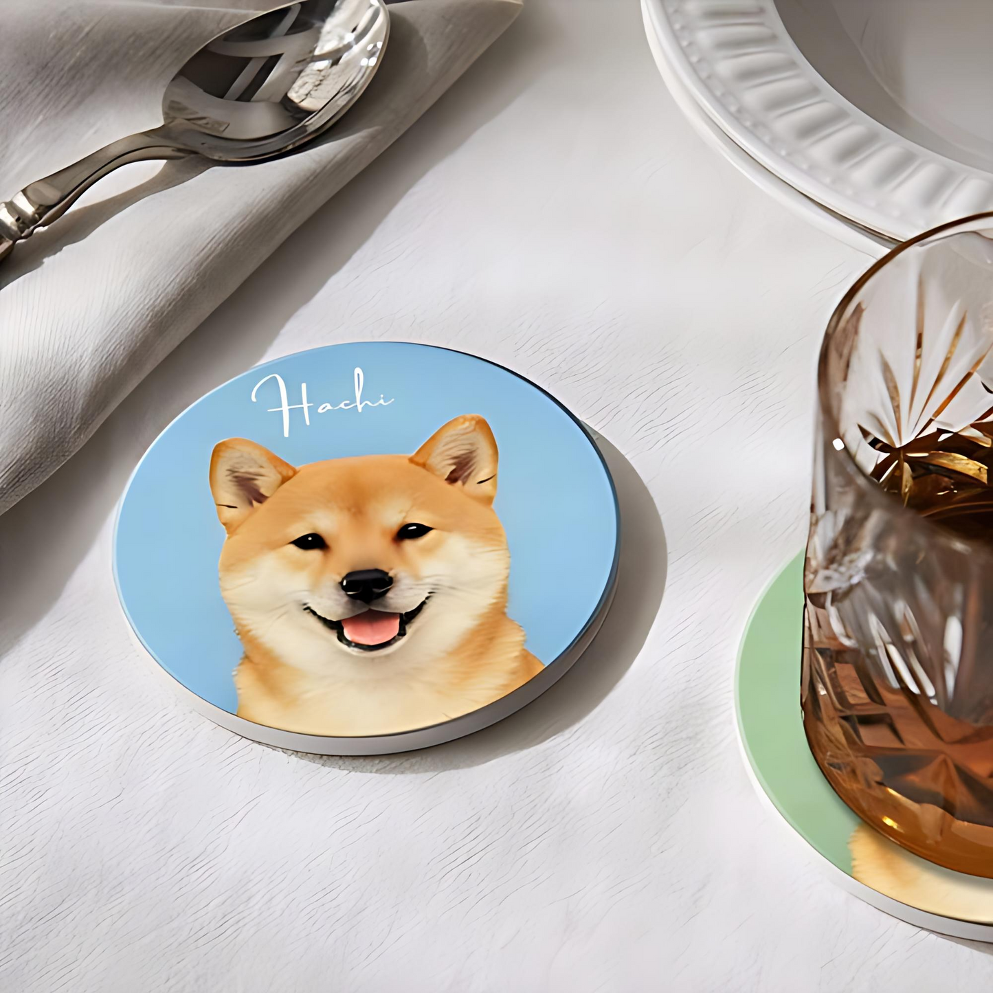 Custom Pet Portrait Ceramic Coasters – Turn Your Furry Friend into Timeless Art