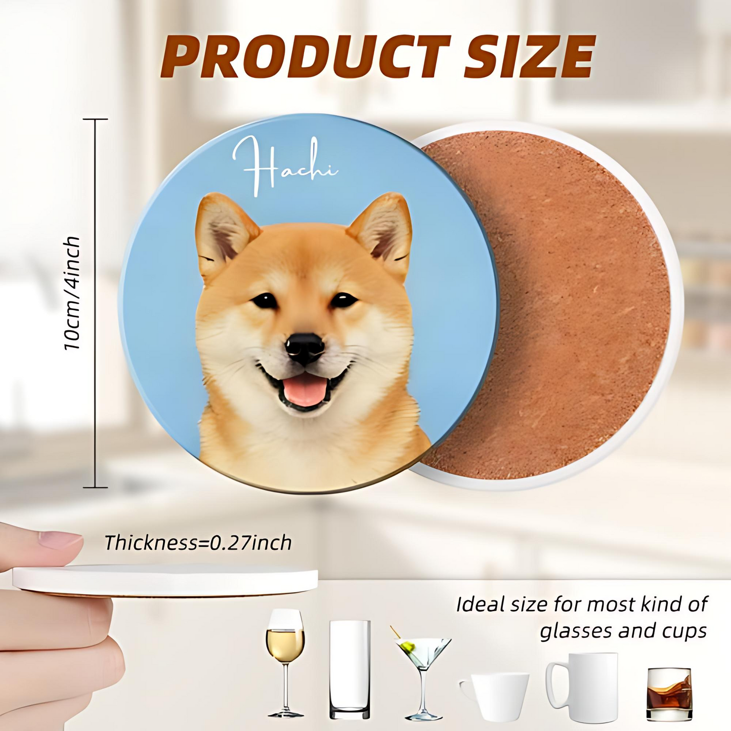 Custom Pet Portrait Ceramic Coasters – Turn Your Furry Friend into Timeless Art