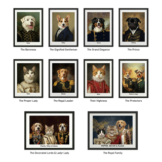Custom Pet Royal Portrait – Personalized Hand-Painted Wall Art