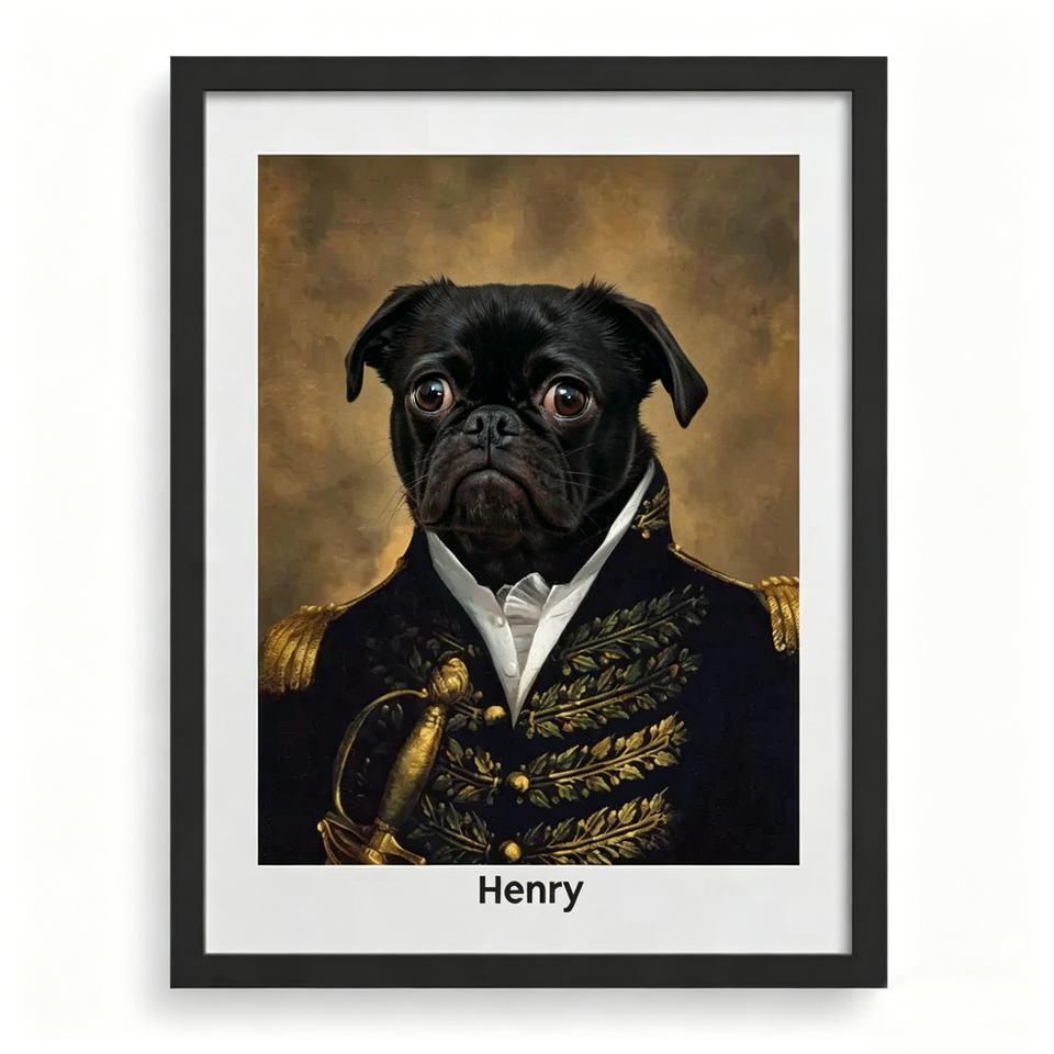 Custom Pet Royal Portrait – Personalized Hand-Painted Wall Art