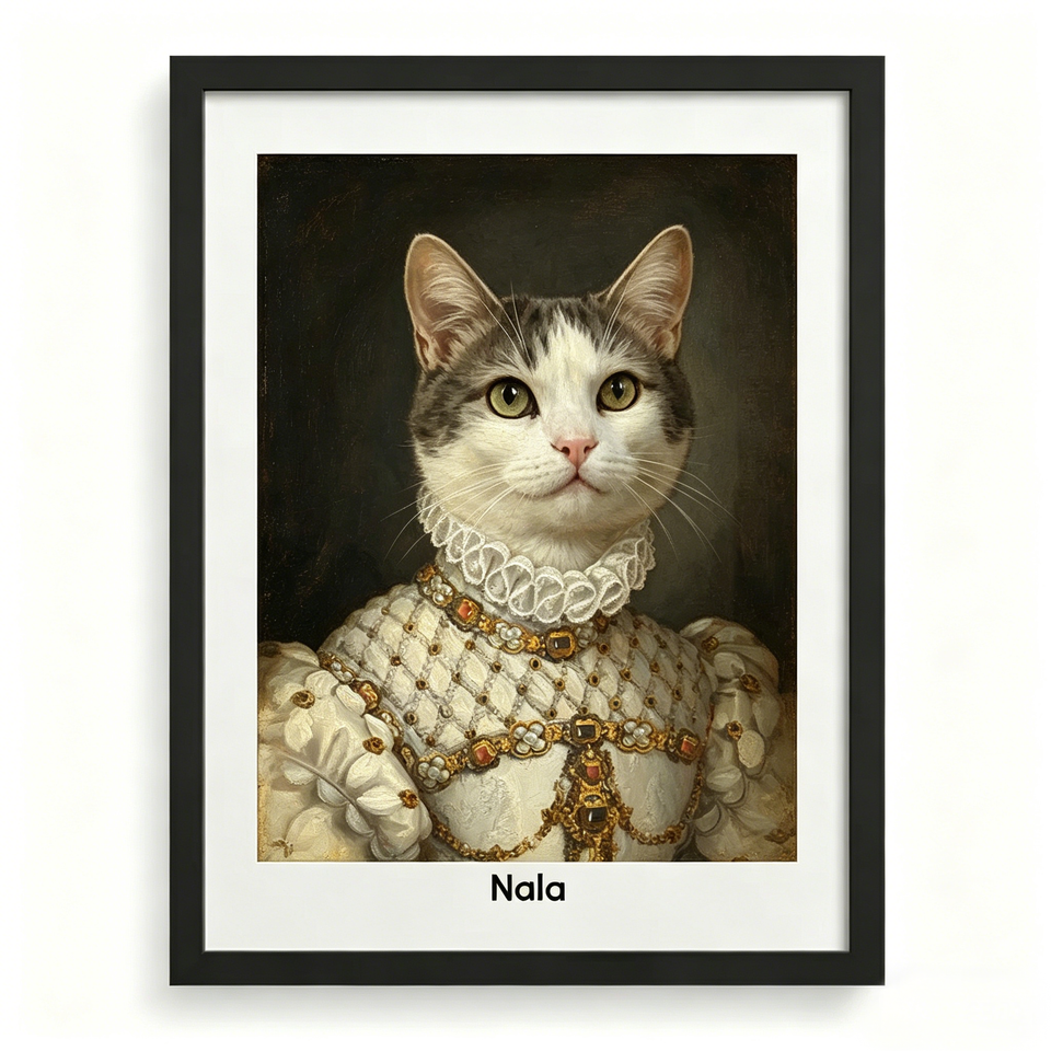 Custom Pet Royal Portrait – Personalized Hand-Painted Wall Art