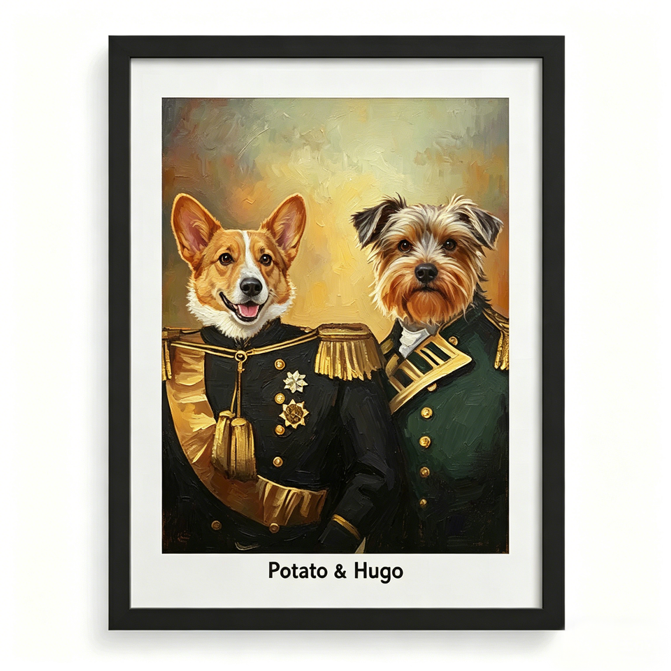 Custom Pet Royal Portrait – Personalized Hand-Painted Wall Art
