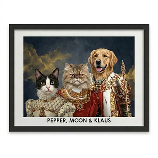 Custom Pet Royal Portrait – Personalized Hand-Painted Wall Art