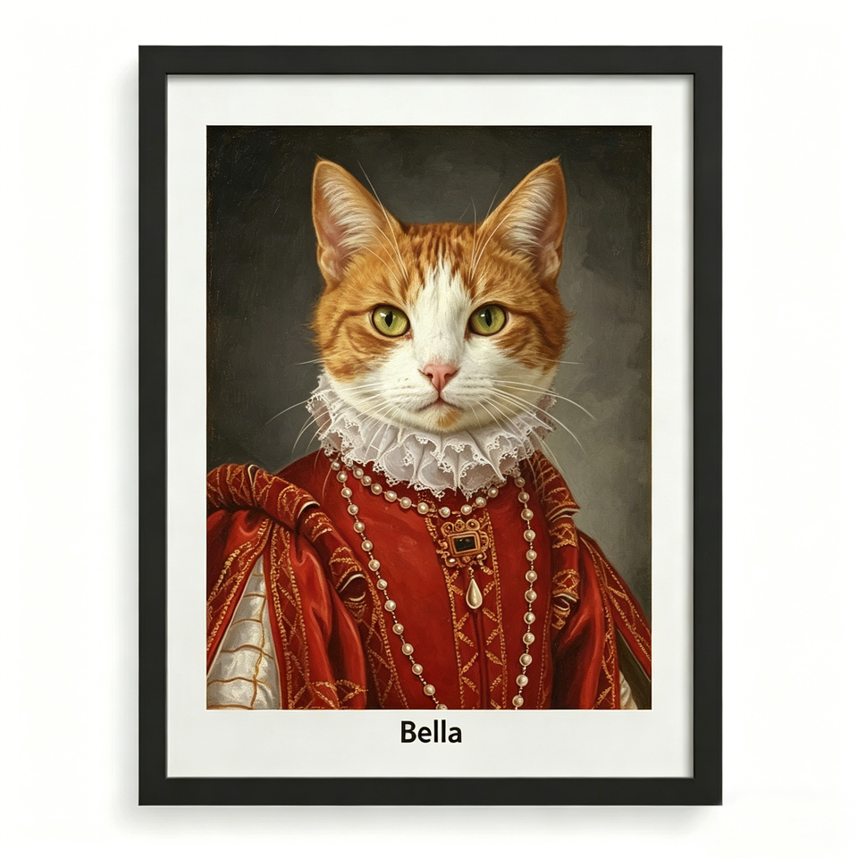 Custom Pet Royal Portrait – Personalized Hand-Painted Wall Art